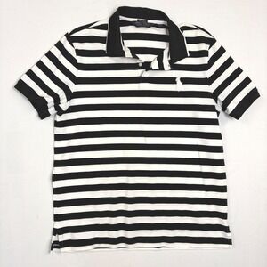 Polo Golf Ralph Lauren Performance Striped Shirt Men XL Pro Fit Black White Pima